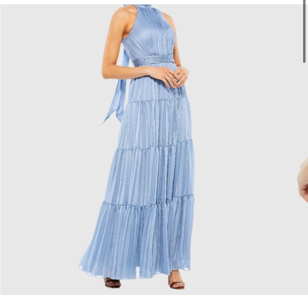 Mac Duggal Blue Halter Maxi Dress